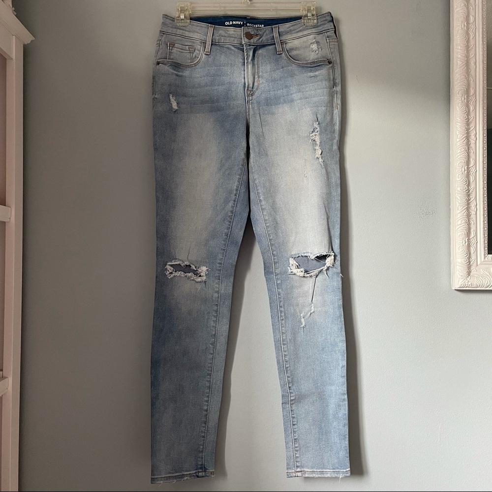 Old Navy Light Wash Distressed Rockstar Skinny Jeans